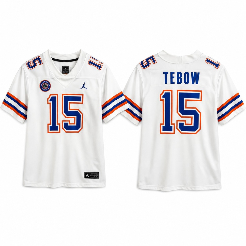 University Florida Gators Tim Tebow #15 Jersey Youth L White Football